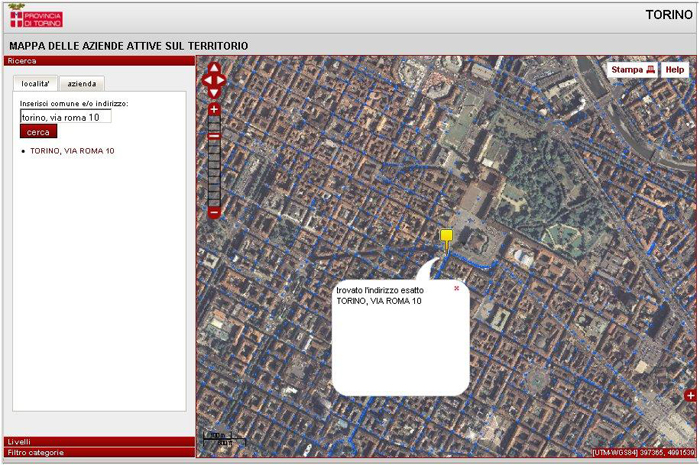 screen Ricerca indirizzo